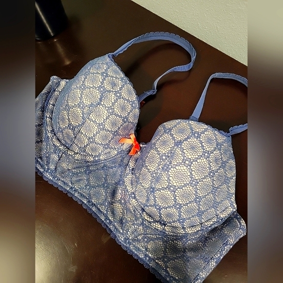 3 for $20 - Body by Victoria Pastel Corset Lace Blue Bra 34C - Picture 6 of 6